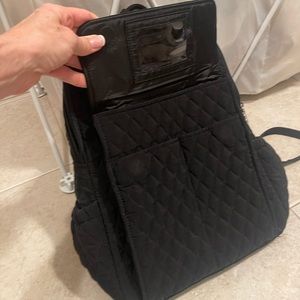 Vera Bradley black quilted backpack purse.